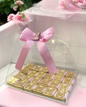 Pleksi Çanta İçerisinde Süslü Çikolata(48 li)