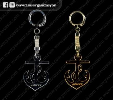 pleksi çapa anahtarlık GUMUS