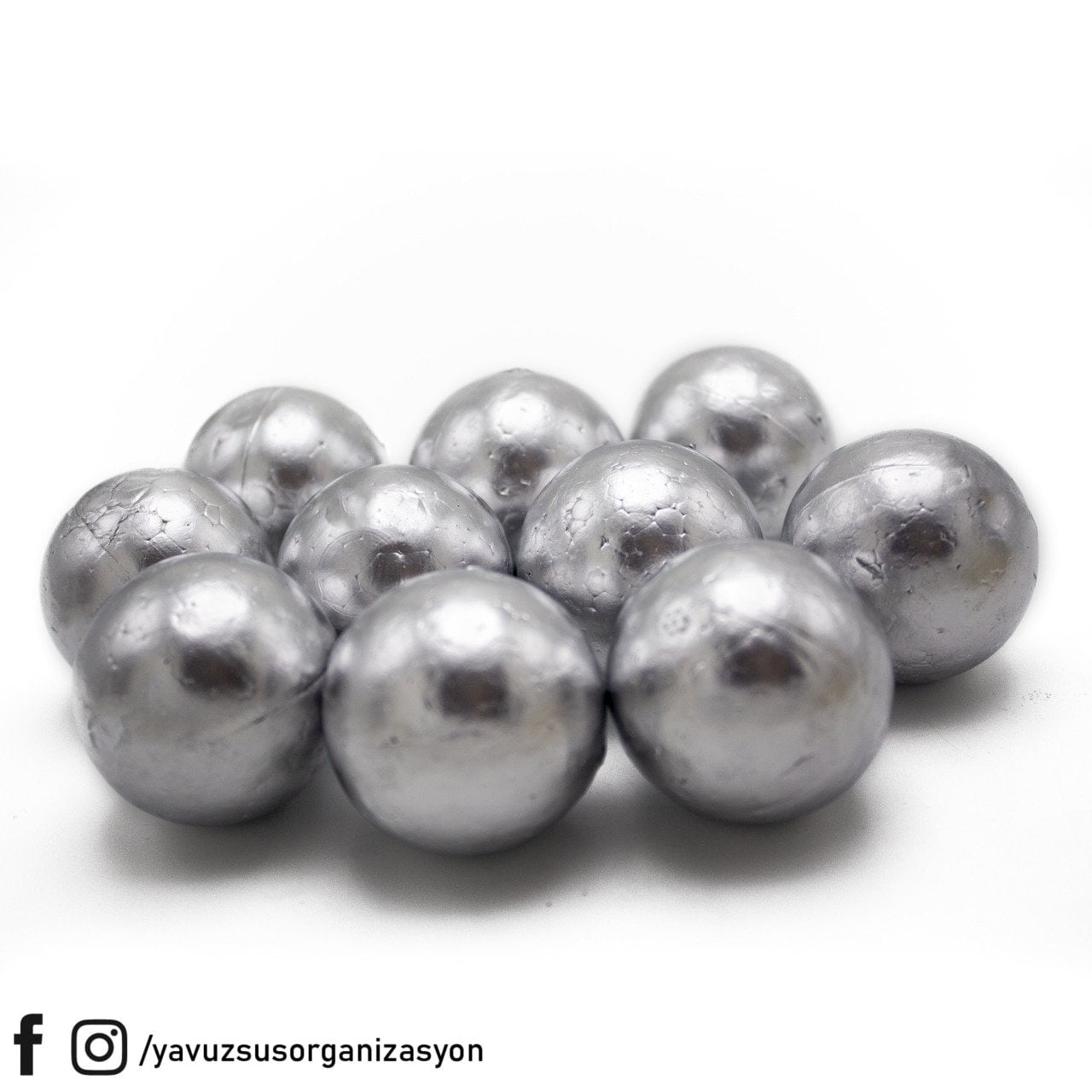 4 cm Altın Gümüş Strafor Top (10 adet) GUMUS