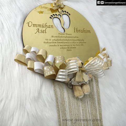 Pleksi Ayak İzi Figürlü Ayıcıklı Kapı Süsü(30*30)