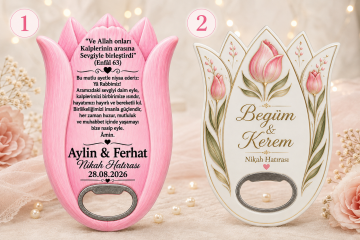 Lale şeklinde baskılı mıknatıslı açacak
