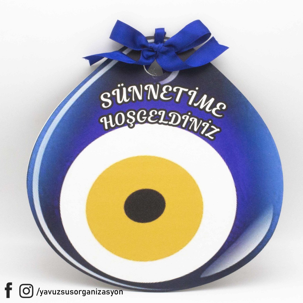 UV Baskılı Ahşap Nazar Boncuğu Kapı Süsü (25cm)