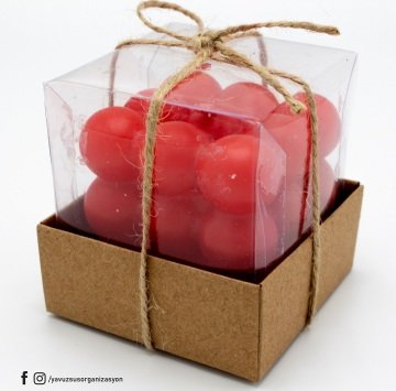 Bubble Kutuda Mum(top dekor mum) KIRMIZI