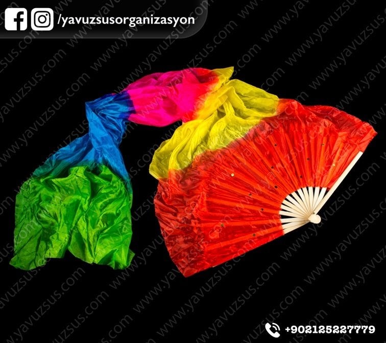 Büyük Renkli Dans Yelpazesi 70x190cm