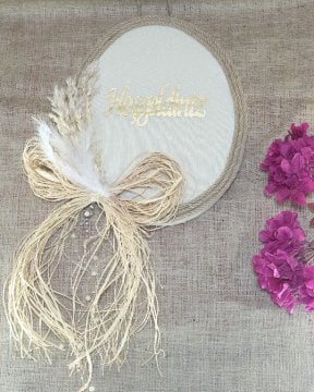 Oval hasır süslü hoşgeldiniz  kapı süsü