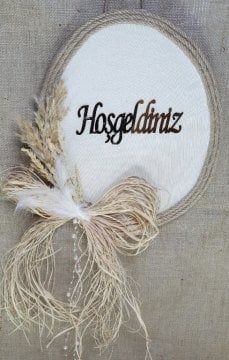Oval hasır süslü hoşgeldiniz  kapı süsü