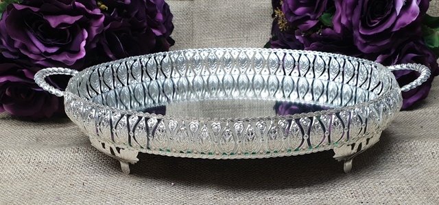 28*20 cm küçük oval kuplu tepsi GUMUS