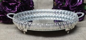 28*20 cm küçük oval kuplu tepsi GUMUS