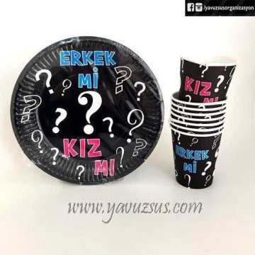 Cinsiyet Belirleme Tabak & Bardak Seti(8 li)