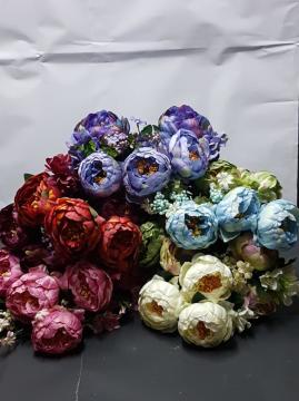 Büyük cipsolu demet top gül MAVI YESIL