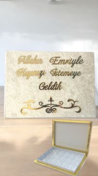 24 lü Kadife kaplı pleksi yazılı çikolata kutusu