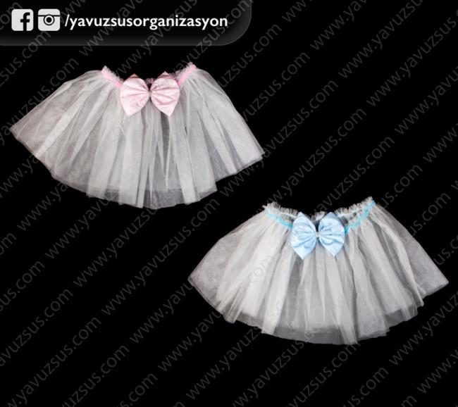 Sade fiyonklu beşik eteği PEMBE