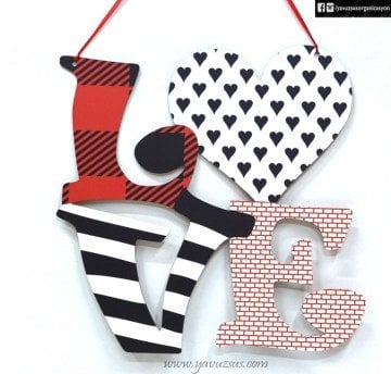 Ahşap Alt Alta Renkli Love Dekor(53,5*53cm)