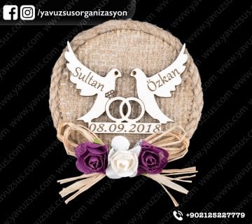 Yuvarlak çift güvercinli hazır nikah şekeri(20 ad)