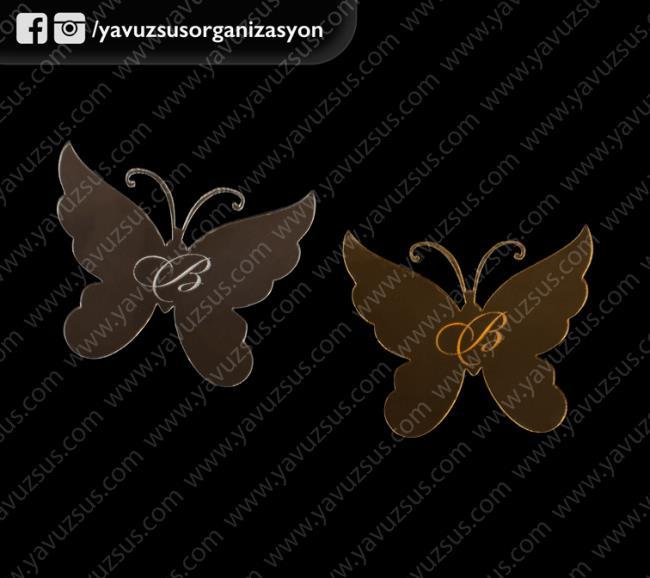 pleksi kelebek özel tasarım TEK HARF ALTIN