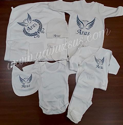 İsme özel 10 parça zeytin dallı tulum seti