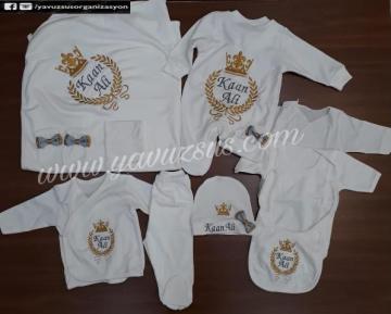 İsme özel 10 parça KRAL desenli  tulum seti