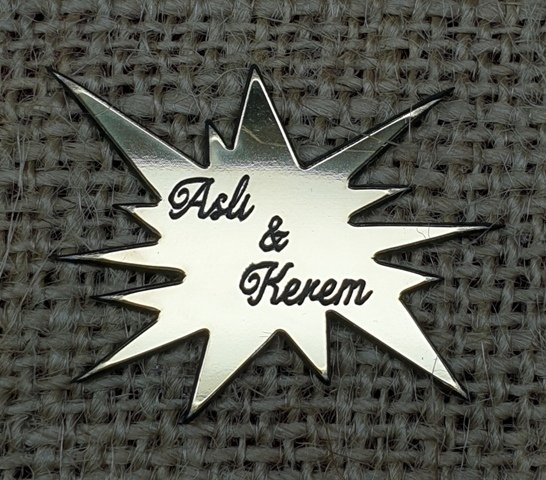 Dalgalı yıldız pleksi  (4*3cm)1mm ALTIN