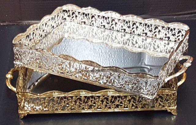 kare aynalı telkari tepsi (34x24) ALTIN