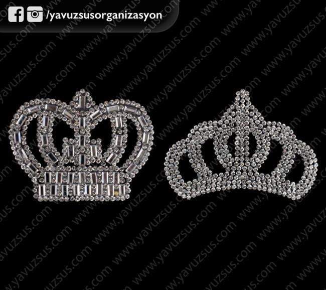 Orta boy taşlı taç sticker 10ad KRALICE