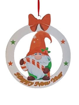 Fiyonklu Noel Babalı Ahşap Kapı Süsü(33*29cm)