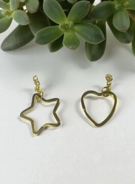 Kalp & Yıldız şeklinde anahtarlık ucu (10 adet)
