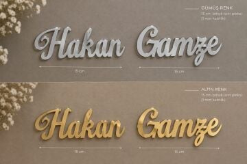 Pleksi Bitişik İsim (Pleksi isim) ALTIN 1MM 15CM