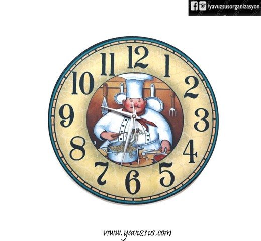 Yuvarlak Aşçı Duvar Saati(31cm)