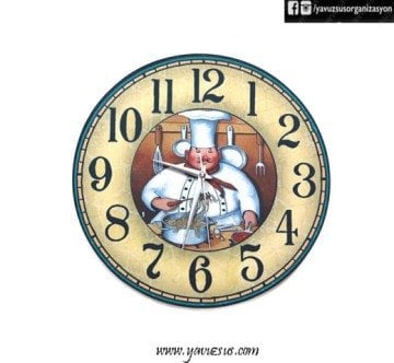 Yuvarlak Aşçı Duvar Saati(31cm)