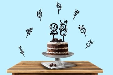 Ahşap Parti Desenli Rakamlar Pasta Üzeri Çubuk