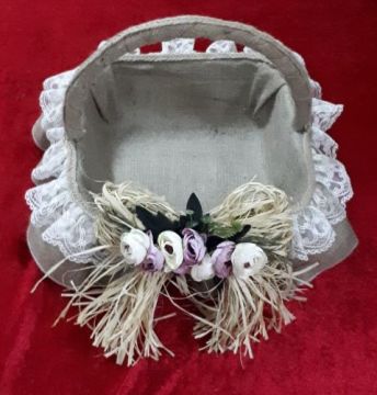 Hasır dantelli  sepet MAVI
