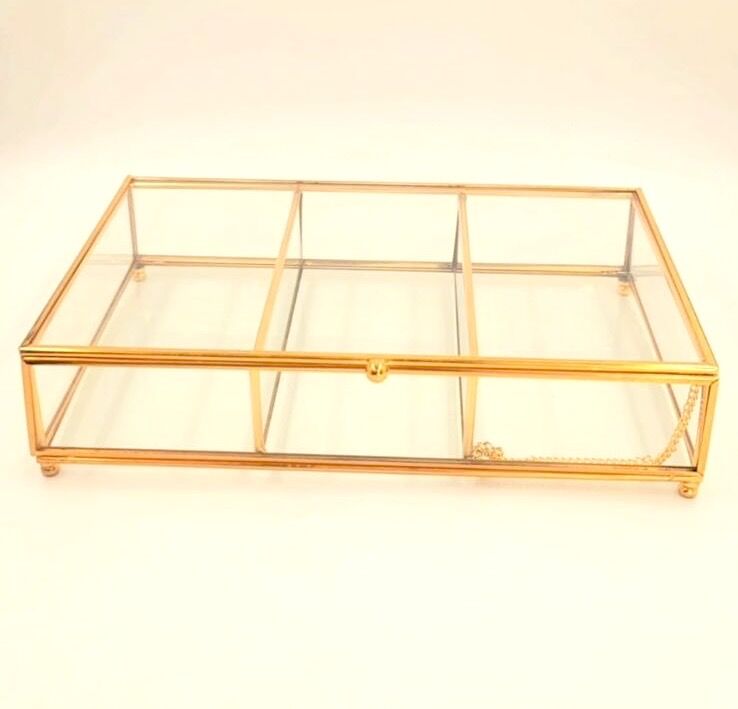 3 bölmeli cam kapaklı kutu