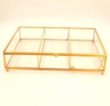 3 bölmeli cam kapaklı kutu