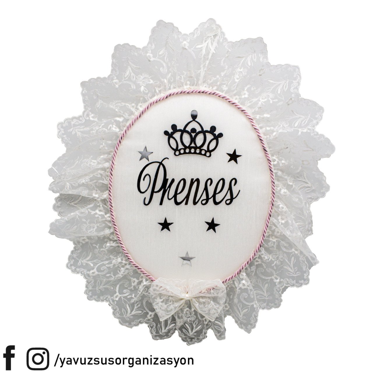 Dantelli Prens&Prenses Kapı süsü PEMBE