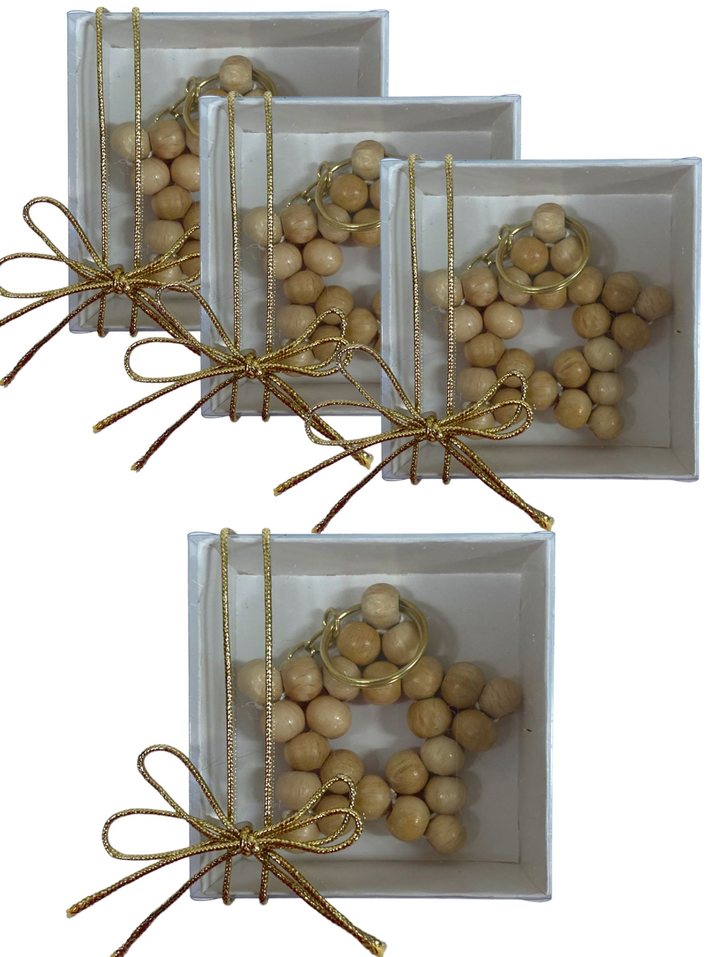 Kutuda Ahşap Yıldız Anahtarlık Hediyelik(20 Adet)