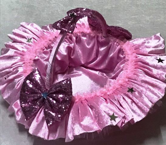 Kadife kabarık  payet fiyonku sepet