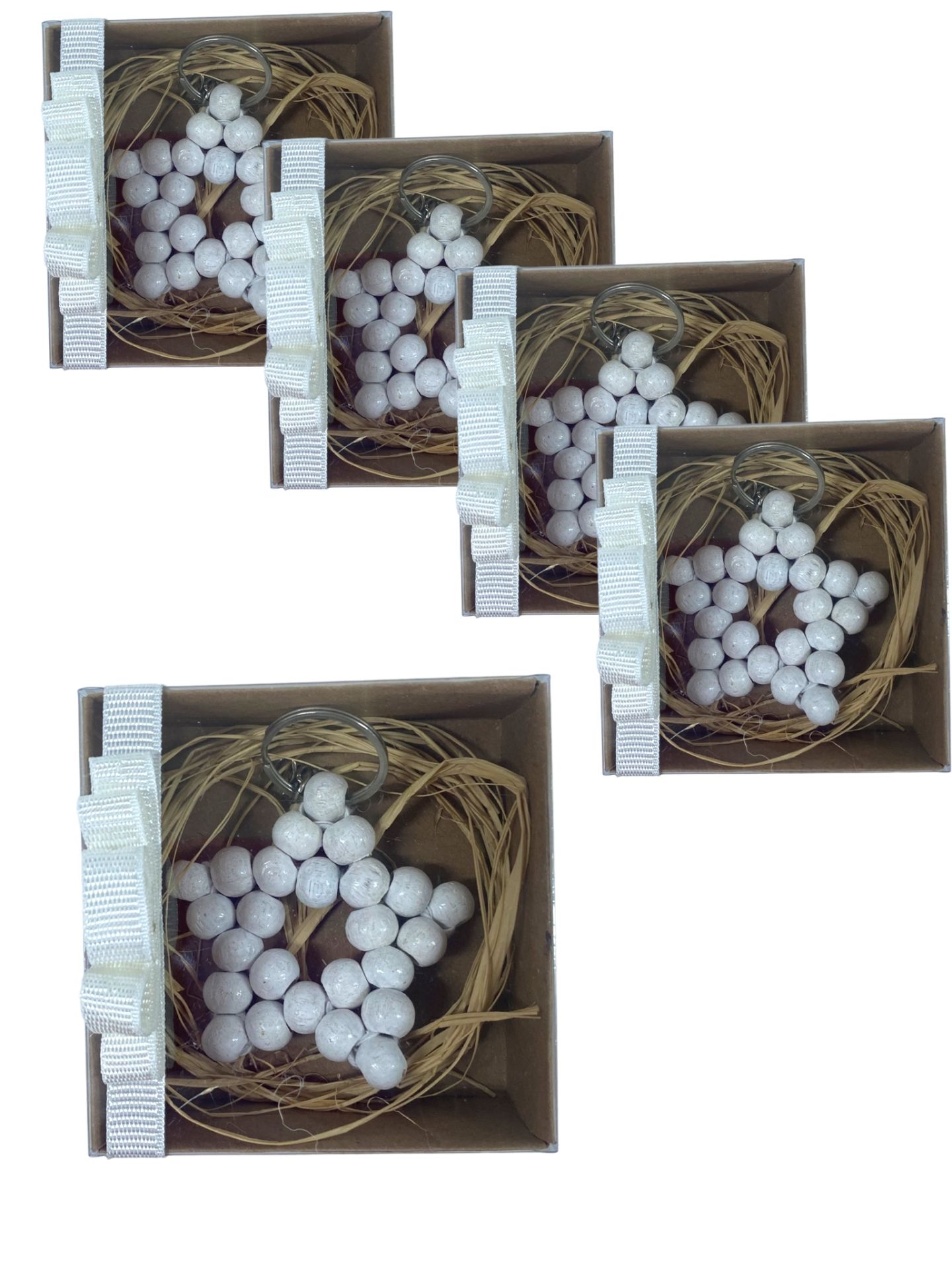 Kutuda Beyaz Yıldız Anahtarlık Hediyelik(20 Adet)