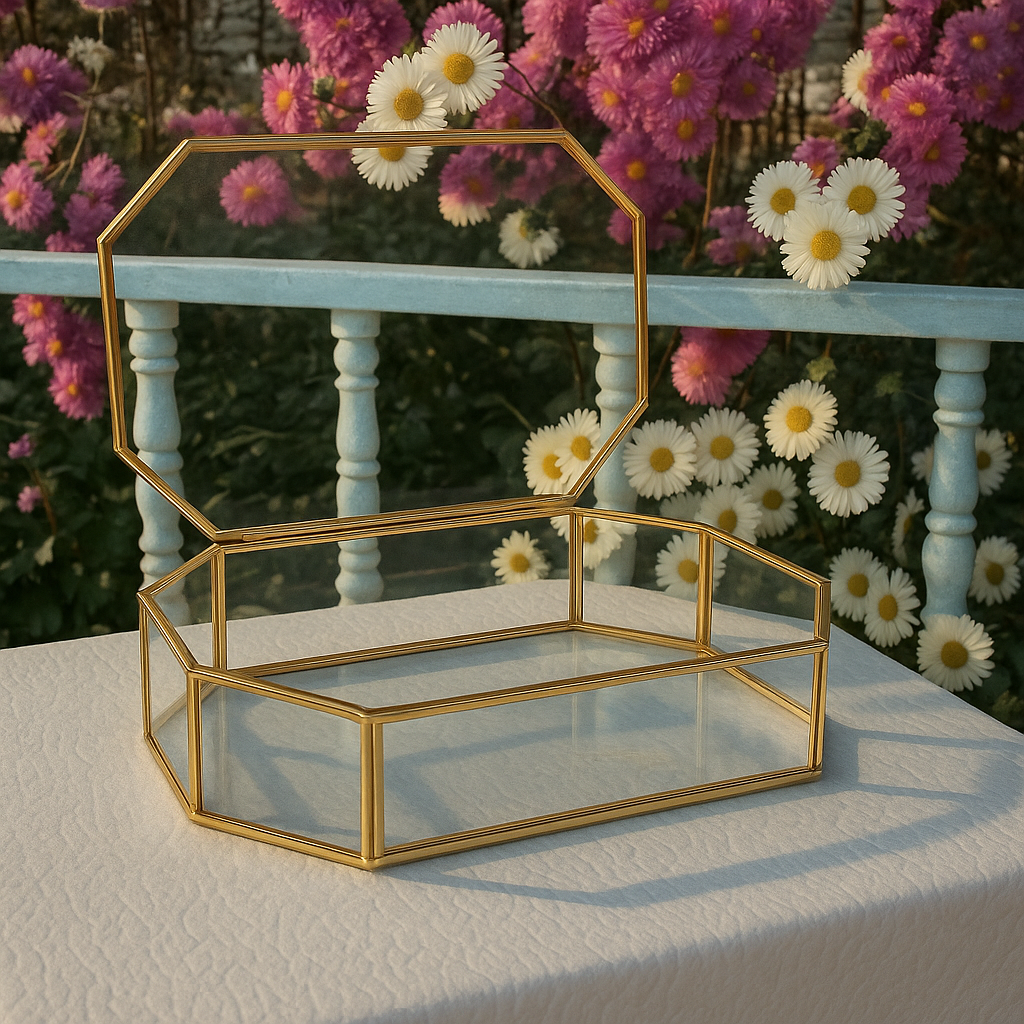 Köşeli cam kapaklı kutu(30*20)