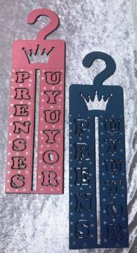 Ahşap prens & Prenses uyuyor kapı kolu 35x10 MAVI