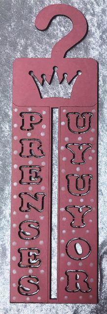 Ahşap prens & Prenses uyuyor kapı kolu 35x10 PEMBE