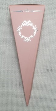 Gümüş Yaldızlı Lüks Külah Kutu (25ad) PEMBE