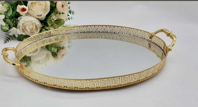 Oval Versace Desenli Metal Tepsi