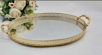 Oval Versace Desenli Metal Tepsi