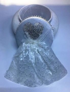 Kadife kaplı gelin&damat tesbih kutusu GELIN