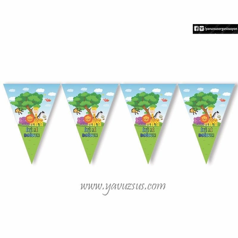 Safari İyiki Doğdun Üçgen Flama