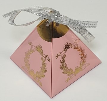 Altın Yaldızlı Piramit Lokumluk Kutusu (25ad) PEMBE