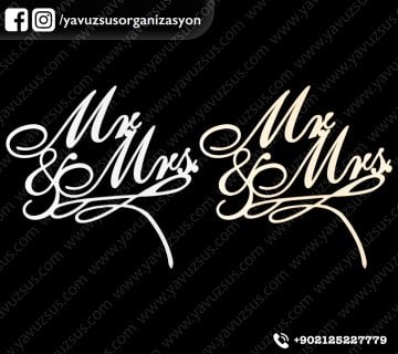 Çubuklu Mr & Mrs pleksi (20*20)