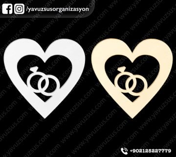 İçi alyanslı kalp  pleksi (4,5cm) 2mm