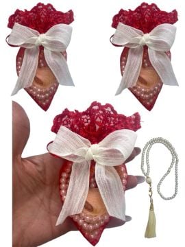 Kırmızı Üçgen Kese İçerisinde Tesbih (20 Adet)