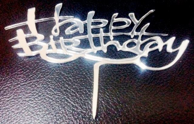pleksi happy birthday pasta üzeri çubuk (11x11) ALTIN